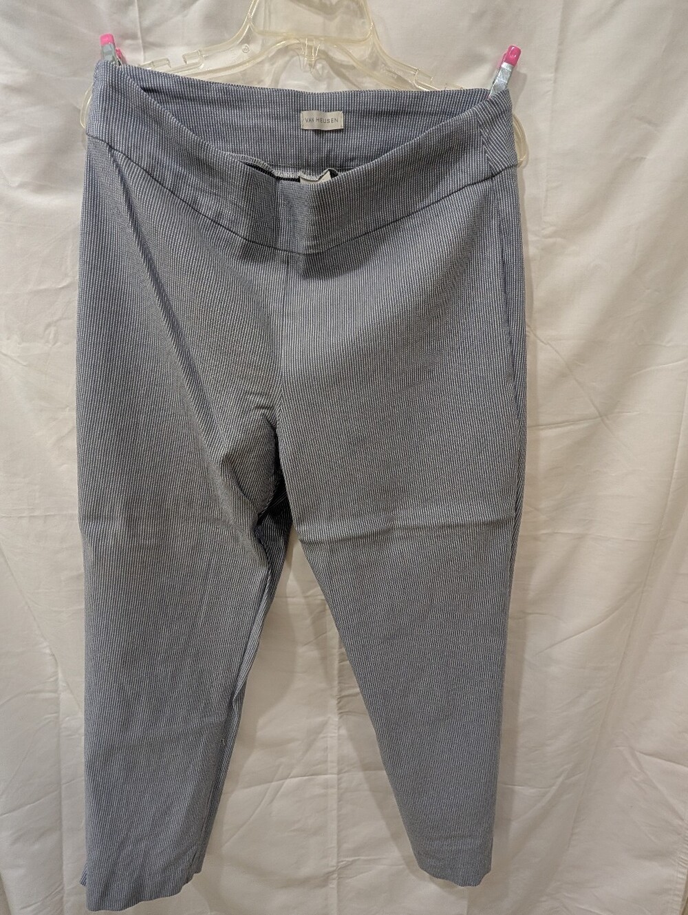 Van Heusen Stretch Extensible Pinstripe Pull-On Ankle Pants with Bow Detail 16